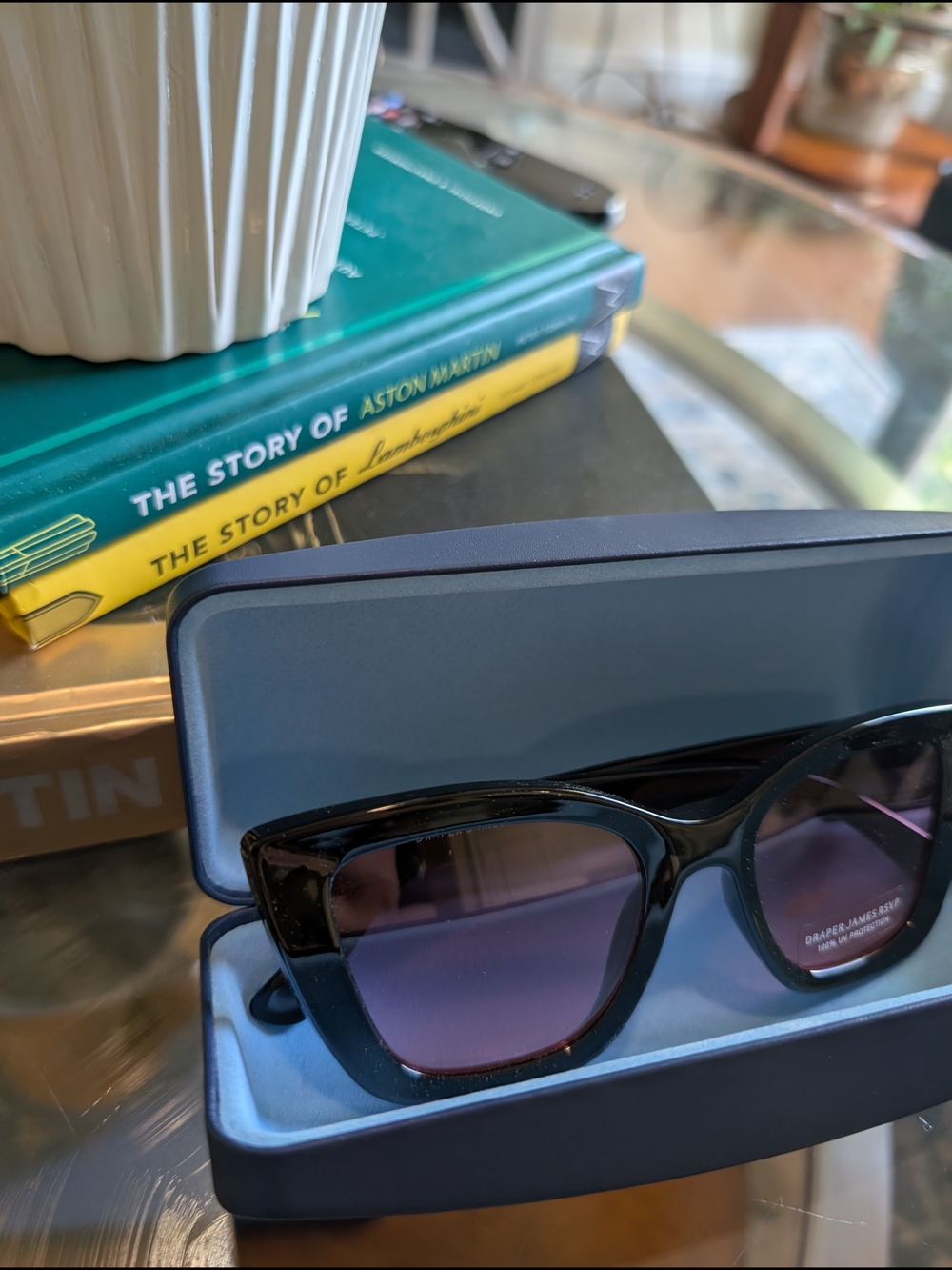 Draper James Black Cat-Eye Sunglasses with Pink Lenses - Picture 8 of 10